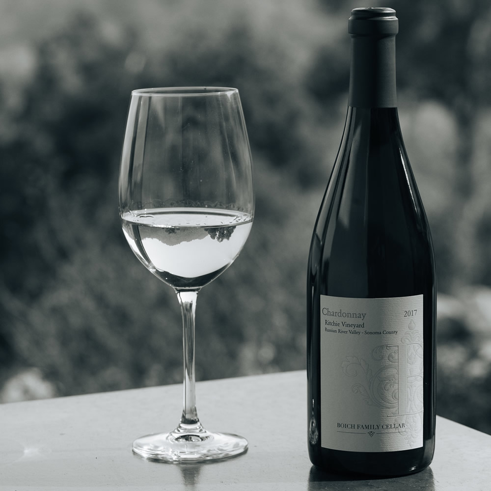 2017 Ritchie Vineyard Chardonnay bottle and glass