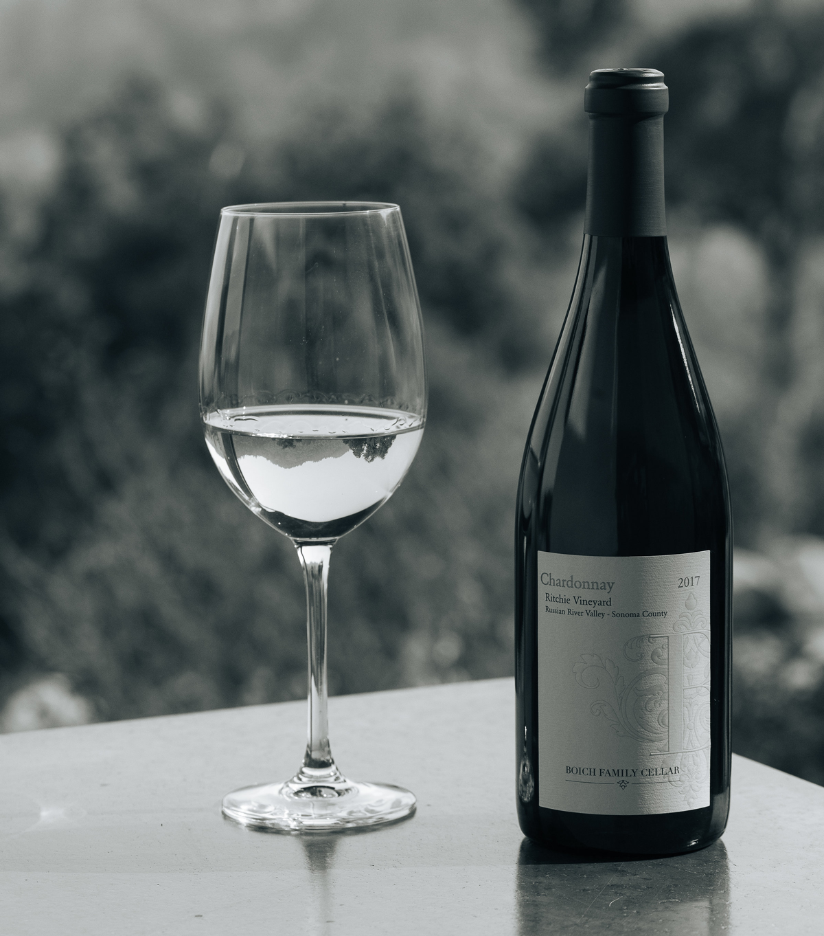 2017 Ritchie Vineyard Chardonnay bottle and glass