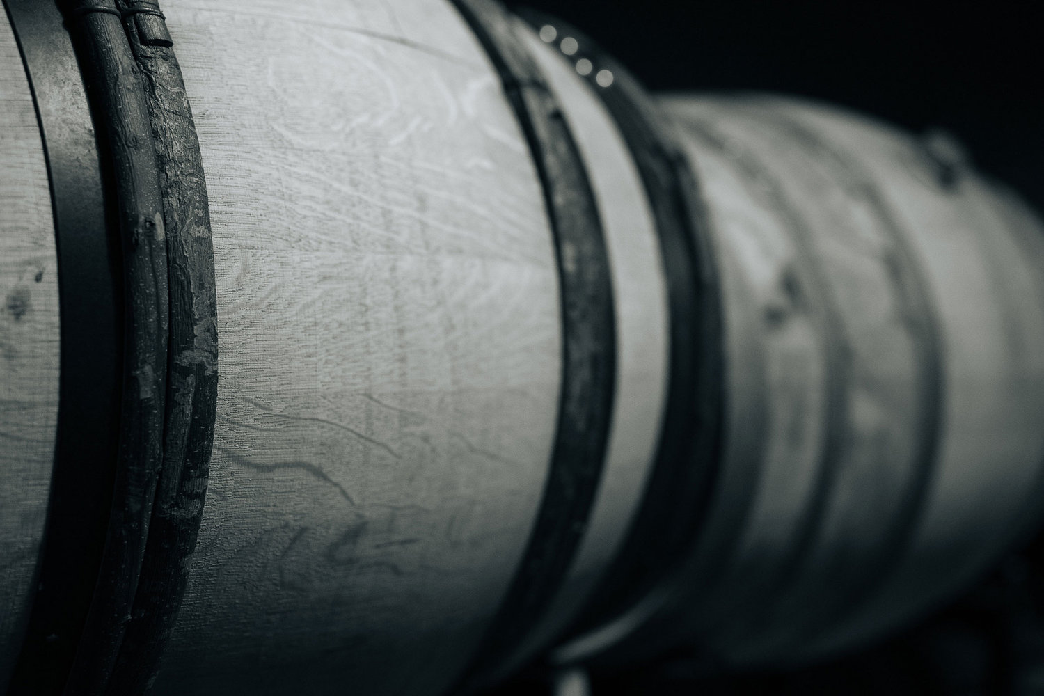 Close-up of wine barrels